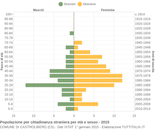 Grafico cittadini stranieri - Castrolibero 2015