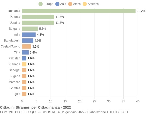 Grafico cittadinanza stranieri - Celico 2022