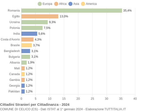 Grafico cittadinanza stranieri - Celico 2024