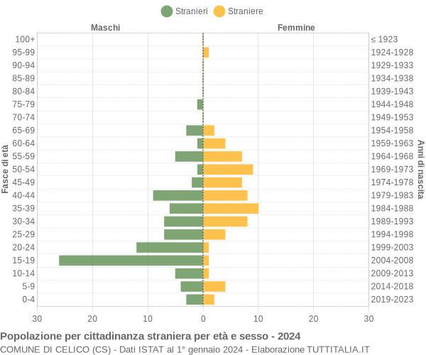 Grafico cittadini stranieri - Celico 2024