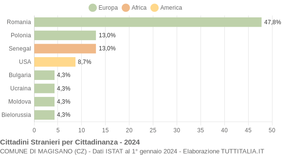 Grafico cittadinanza stranieri - Magisano 2024