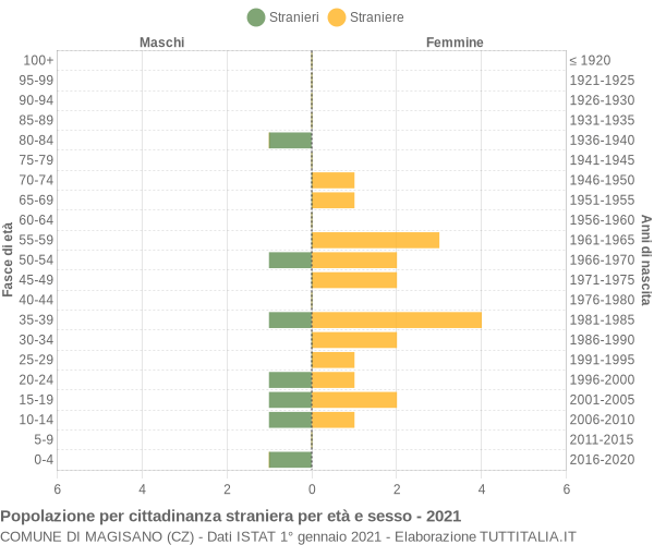 Grafico cittadini stranieri - Magisano 2021