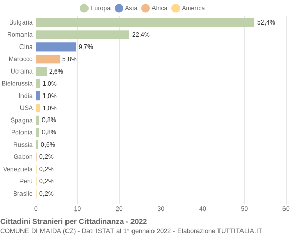 Grafico cittadinanza stranieri - Maida 2022