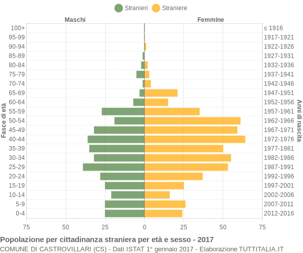 Grafico cittadini stranieri - Castrovillari 2017