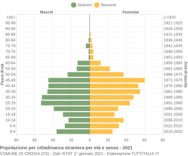 Grafico cittadini stranieri - Crosia 2021