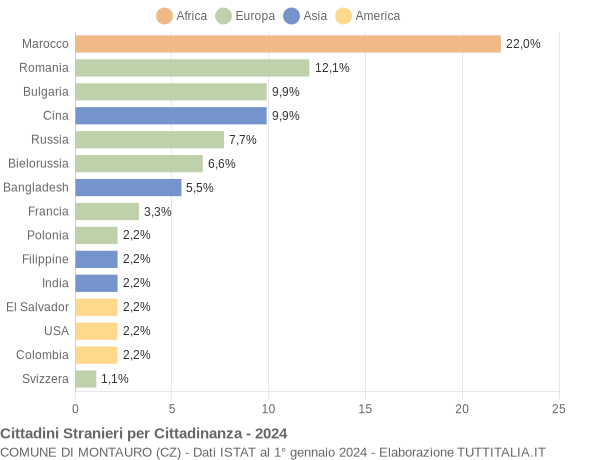 Grafico cittadinanza stranieri - Montauro 2024