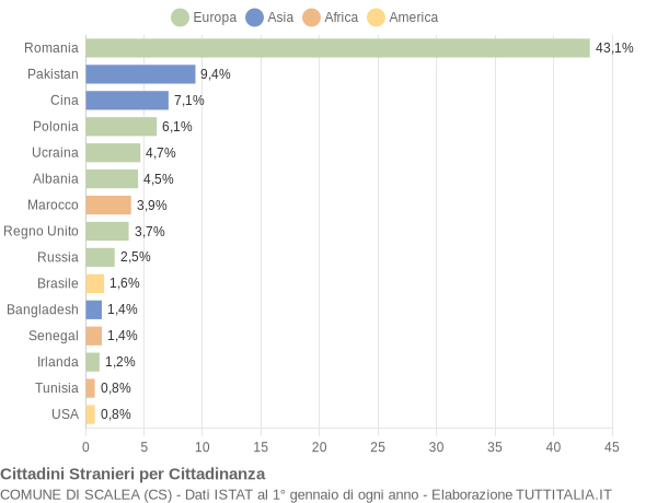 Grafico cittadinanza stranieri - Scalea 2012