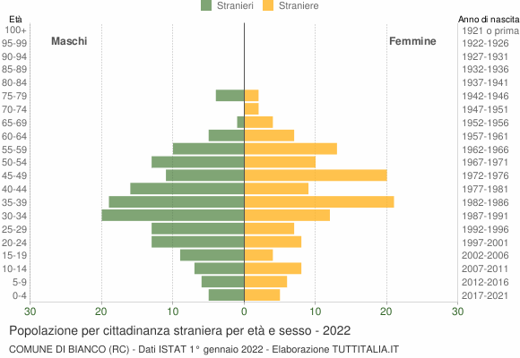 Grafico cittadini stranieri - Bianco 2022