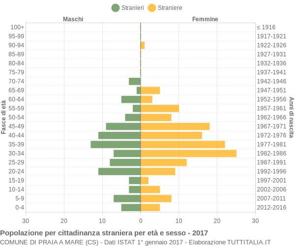 Grafico cittadini stranieri - Praia a Mare 2017