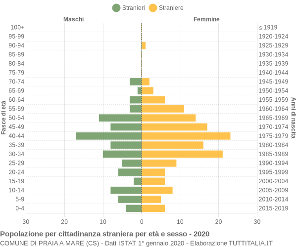 Grafico cittadini stranieri - Praia a Mare 2020