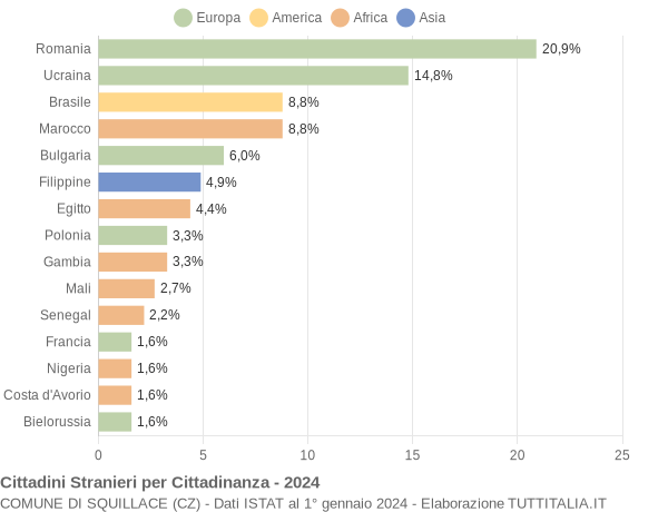 Grafico cittadinanza stranieri - Squillace 2024