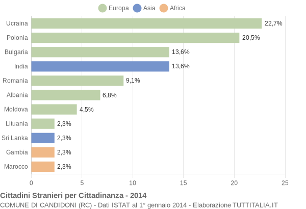 Grafico cittadinanza stranieri - Candidoni 2014