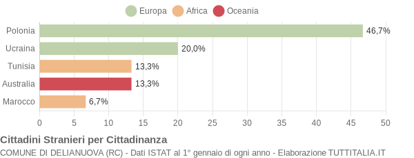 Grafico cittadinanza stranieri - Delianuova 2005