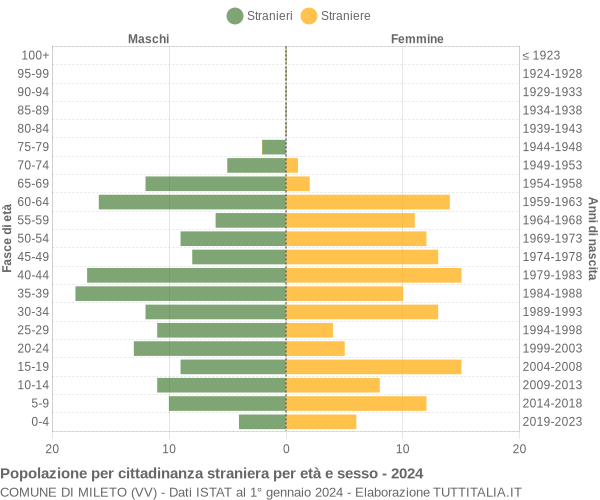 Grafico cittadini stranieri - Mileto 2024