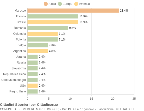 Grafico cittadinanza stranieri - Belvedere Marittimo 2004