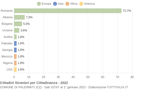 Grafico cittadinanza stranieri - Palermiti 2022