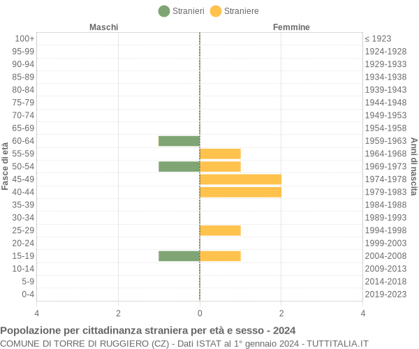 Grafico cittadini stranieri - Torre di Ruggiero 2024