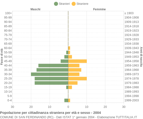 Grafico cittadini stranieri - San Ferdinando 2004