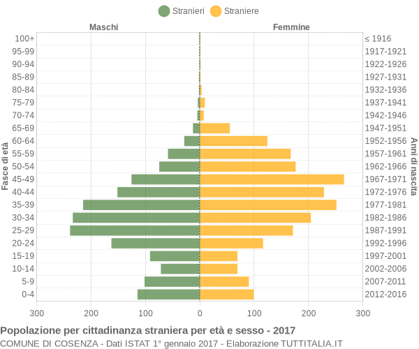 Grafico cittadini stranieri - Cosenza 2017