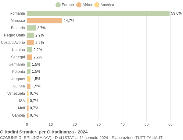 Grafico cittadinanza stranieri - Spilinga 2024