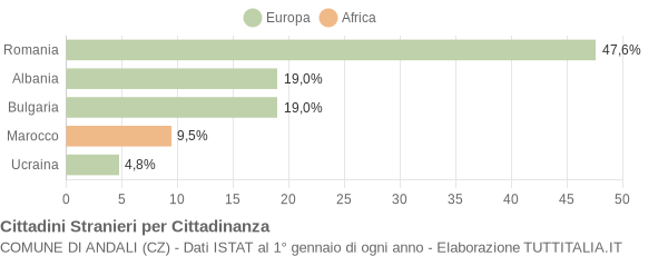 Grafico cittadinanza stranieri - Andali 2015