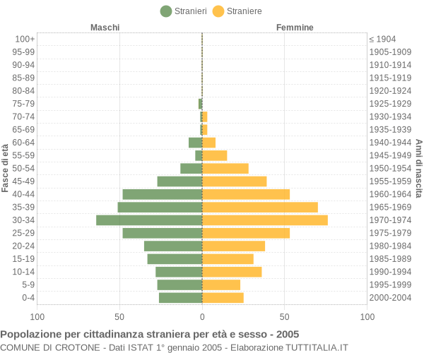 Grafico cittadini stranieri - Crotone 2005