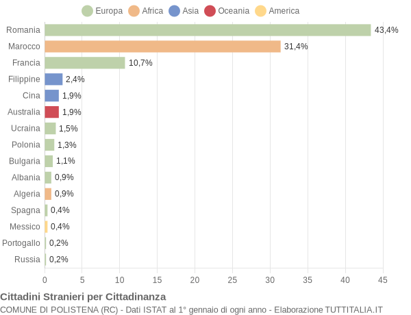 Grafico cittadinanza stranieri - Polistena 2010