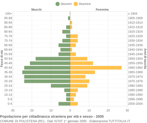 Grafico cittadini stranieri - Polistena 2005