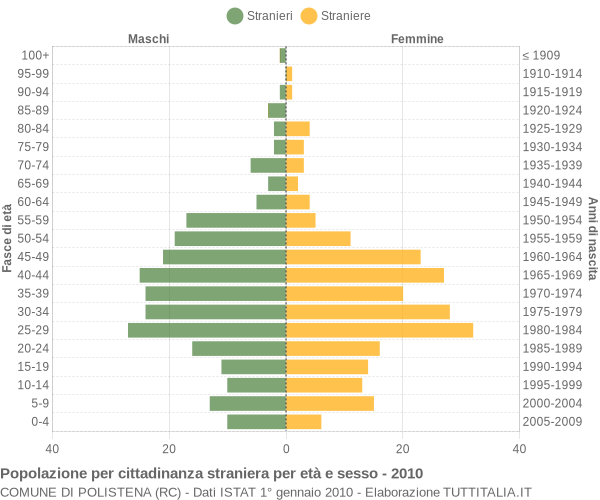 Grafico cittadini stranieri - Polistena 2010