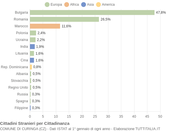 Grafico cittadinanza stranieri - Curinga 2014