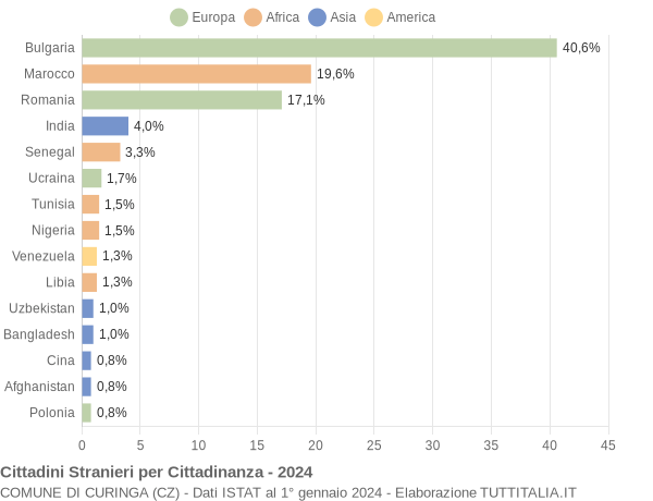 Grafico cittadinanza stranieri - Curinga 2024