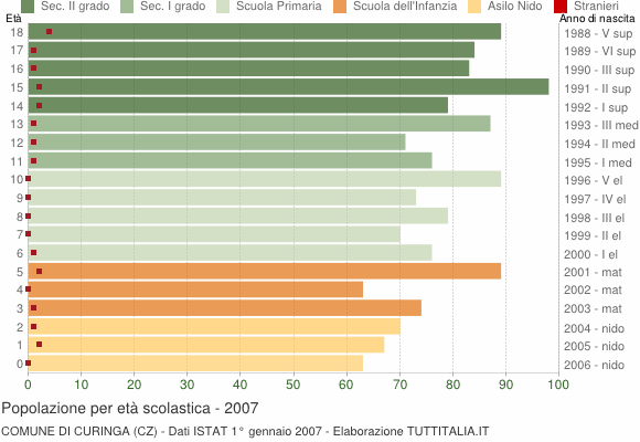 Grafico Popolazione in età scolastica - Curinga 2007