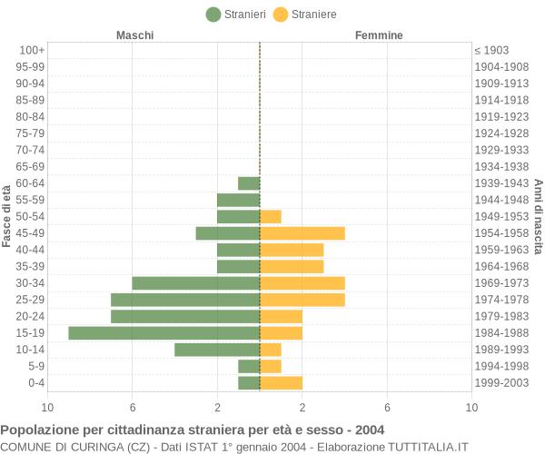 Grafico cittadini stranieri - Curinga 2004