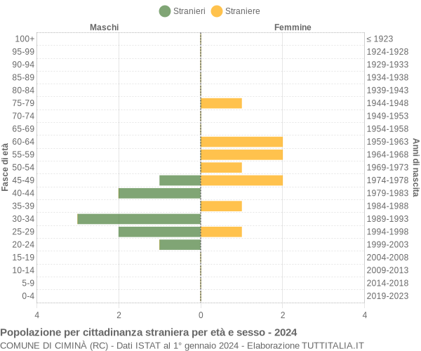 Grafico cittadini stranieri - Ciminà 2024