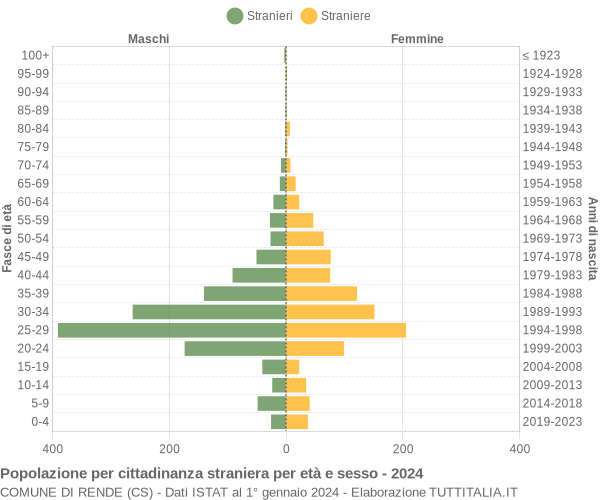 Grafico cittadini stranieri - Rende 2024