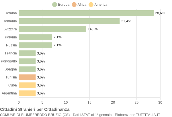 Grafico cittadinanza stranieri - Fiumefreddo Bruzio 2008