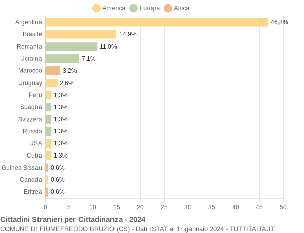 Grafico cittadinanza stranieri - Fiumefreddo Bruzio 2024