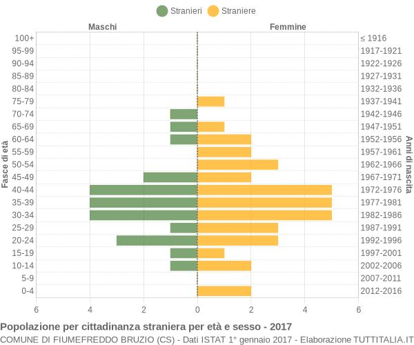 Grafico cittadini stranieri - Fiumefreddo Bruzio 2017