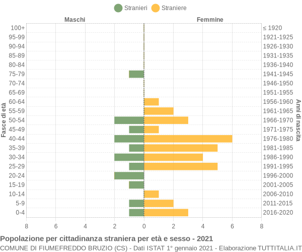 Grafico cittadini stranieri - Fiumefreddo Bruzio 2021