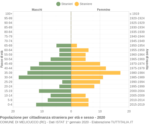 Grafico cittadini stranieri - Melicucco 2020