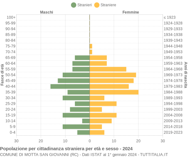 Grafico cittadini stranieri - Motta San Giovanni 2024