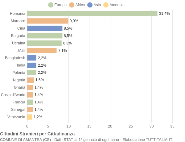 Grafico cittadinanza stranieri - Amantea 2015