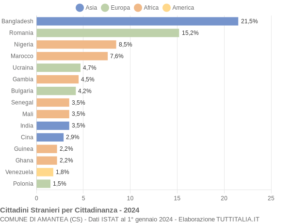 Grafico cittadinanza stranieri - Amantea 2024