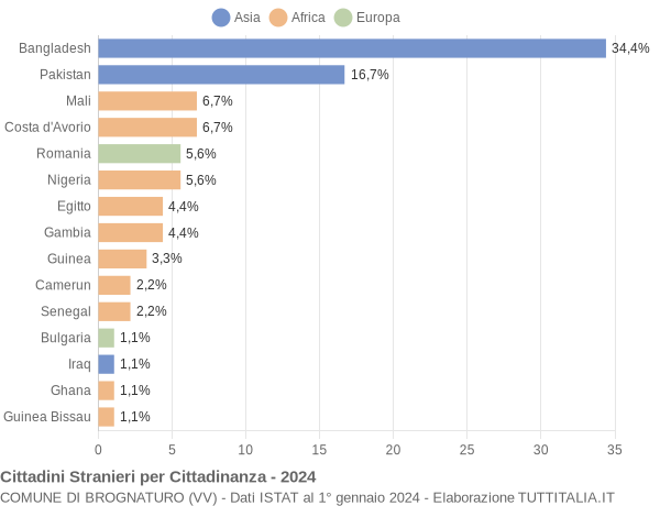 Grafico cittadinanza stranieri - Brognaturo 2024