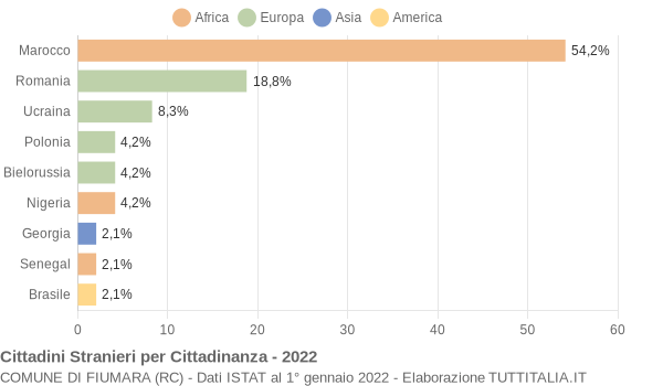 Grafico cittadinanza stranieri - Fiumara 2022