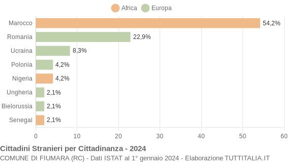 Grafico cittadinanza stranieri - Fiumara 2024