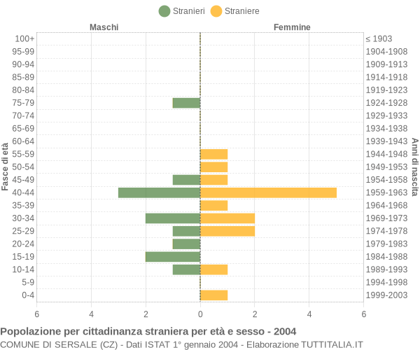 Grafico cittadini stranieri - Sersale 2004