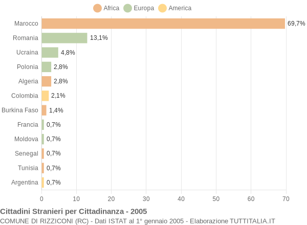 Grafico cittadinanza stranieri - Rizziconi 2005