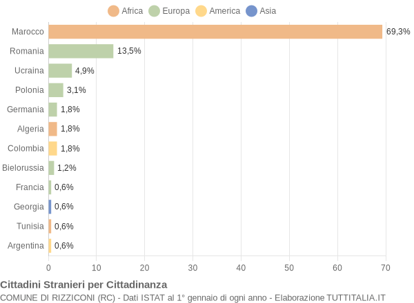 Grafico cittadinanza stranieri - Rizziconi 2007