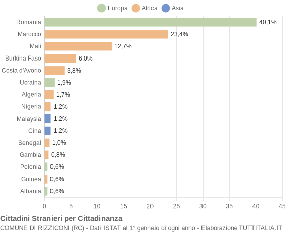 Grafico cittadinanza stranieri - Rizziconi 2021